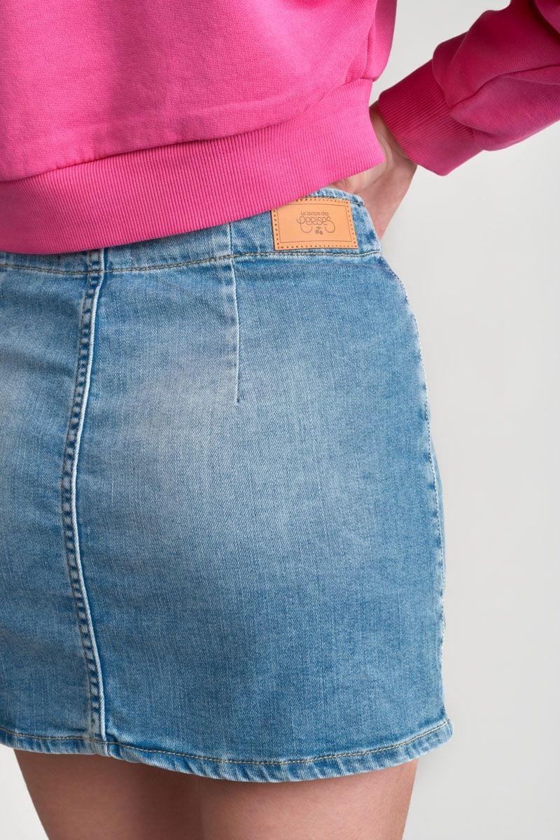 Le Temps Des Cerises Jupe Zaza En Jeans Bleu Délavé