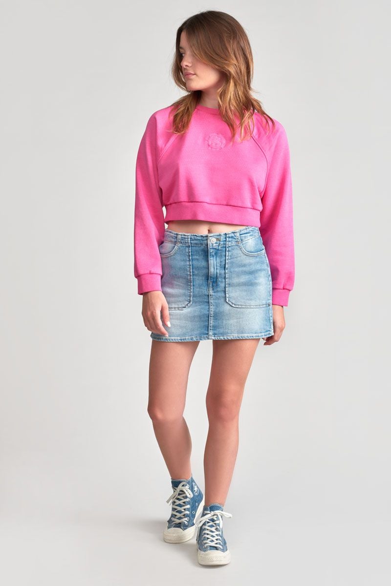 le temps des cerises Jupe Zaza en jeans bleu délavé