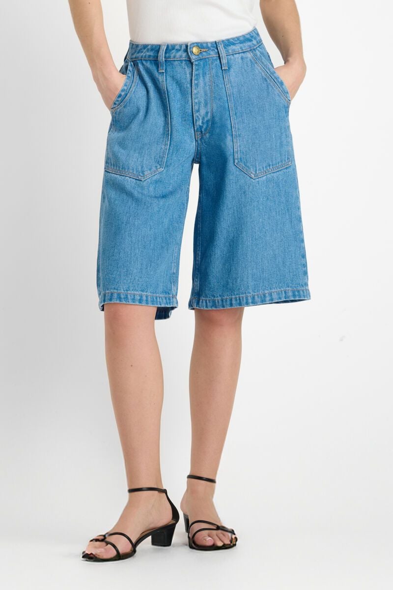 Le Temps Des Cerises Bermuda En Jeans Vito Bleu