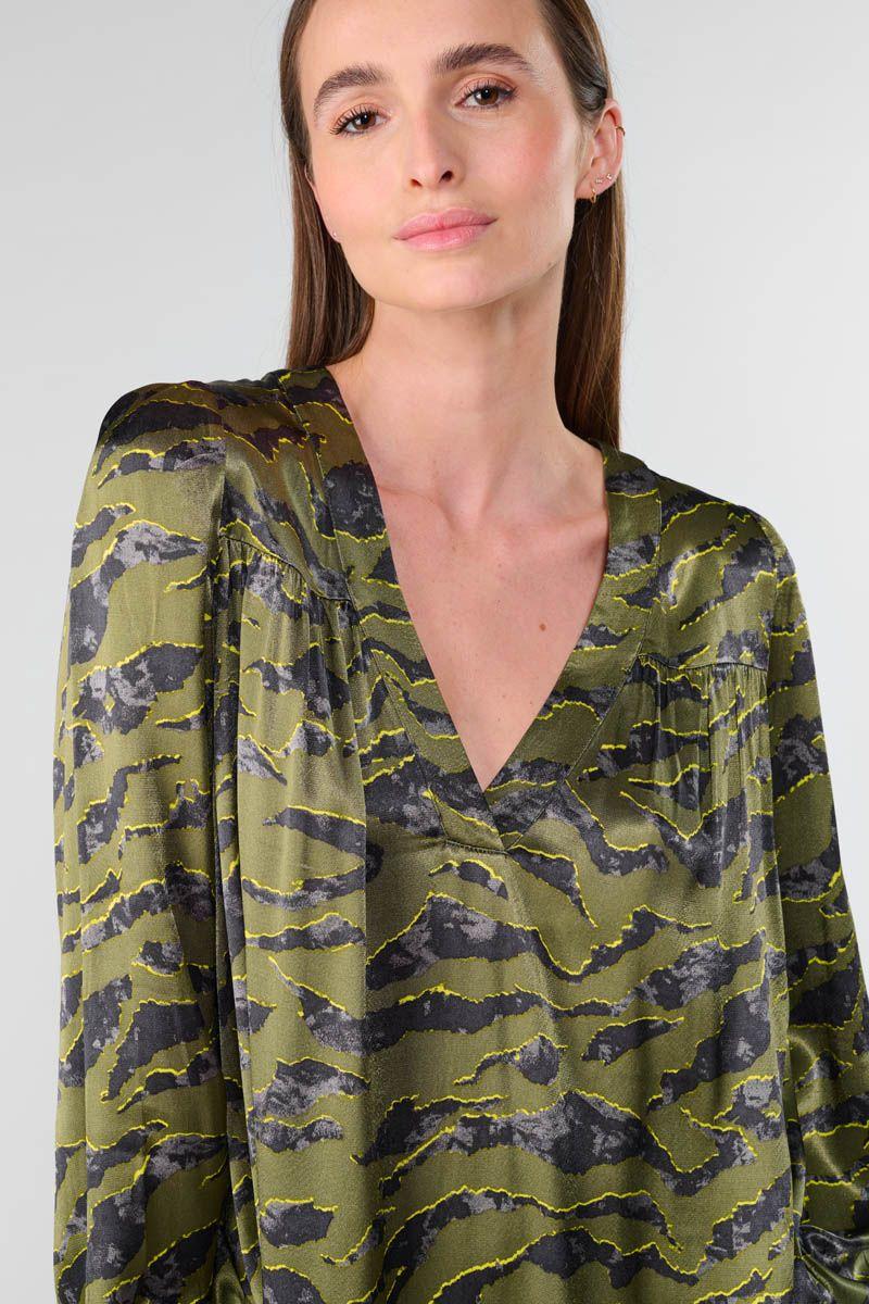 Le Temps Des Cerises Blouse Chima Kaki