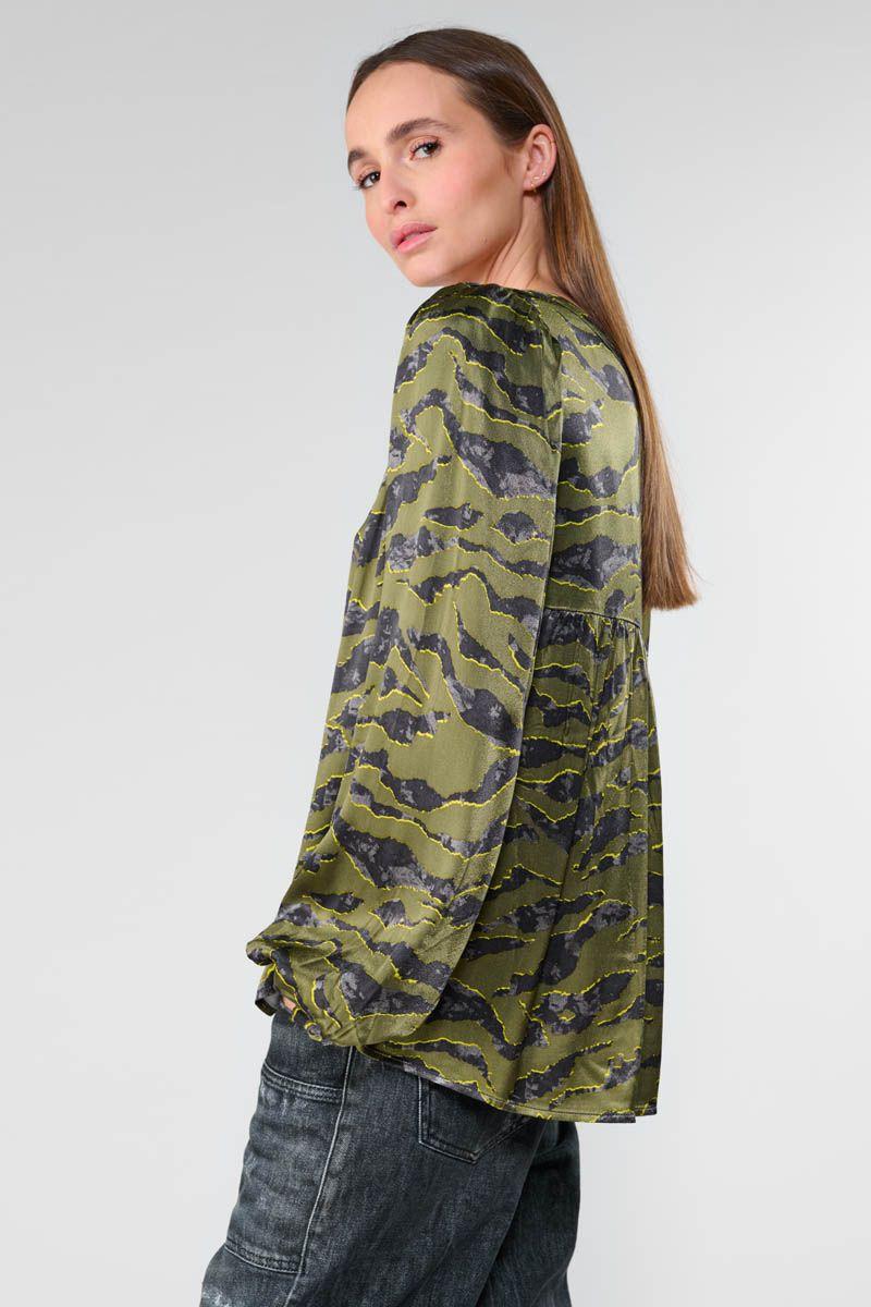 Le Temps Des Cerises Blouse Chima Kaki