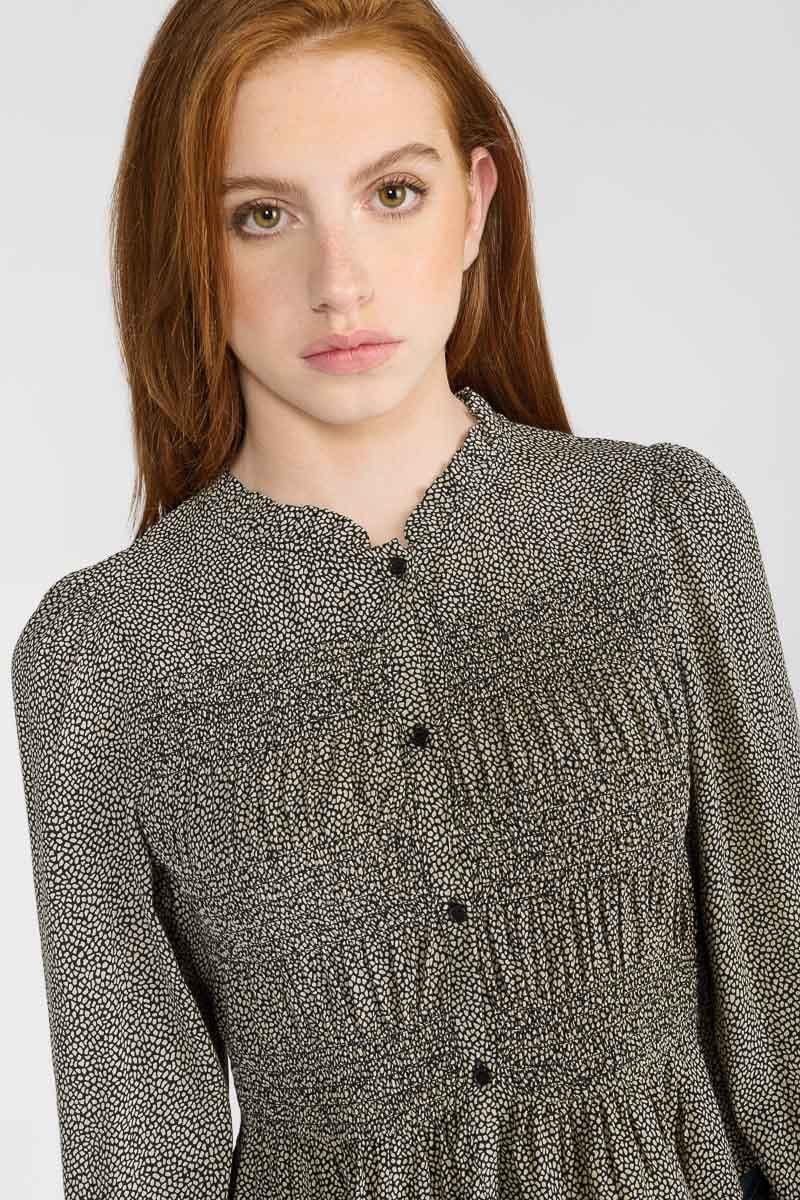 Le Temps Des Cerises Blouse Izzygi Noir à Motif