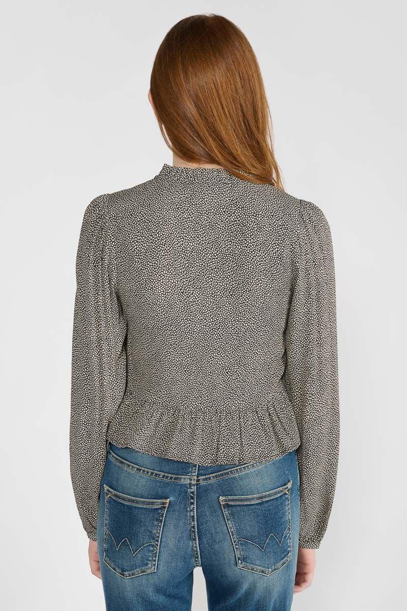 Le Temps Des Cerises Blouse Izzygi Noir à Motif