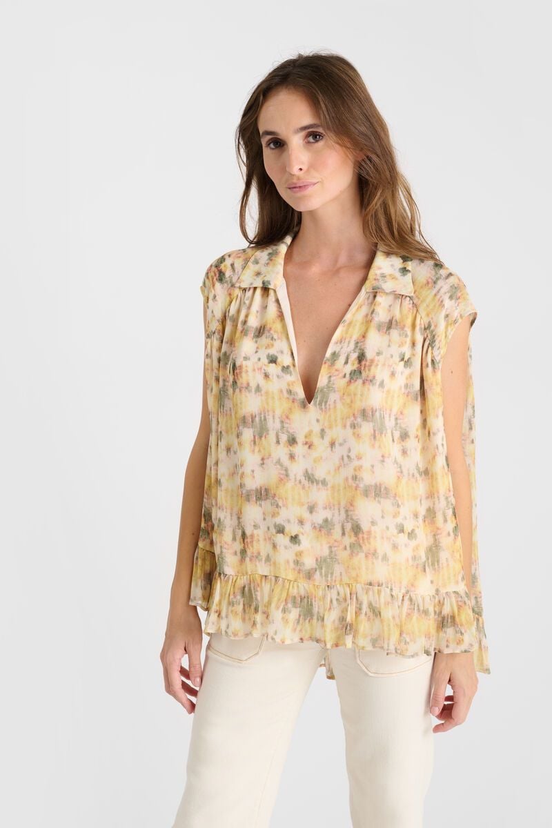 Le Temps Des Cerises Blouse Leana Jaune à Motif