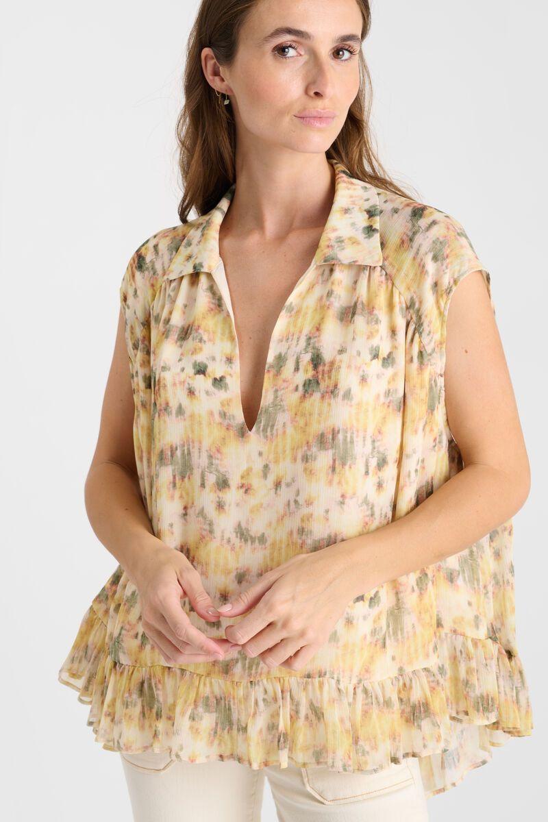 le temps des cerises Blouse Leana jaune à motif