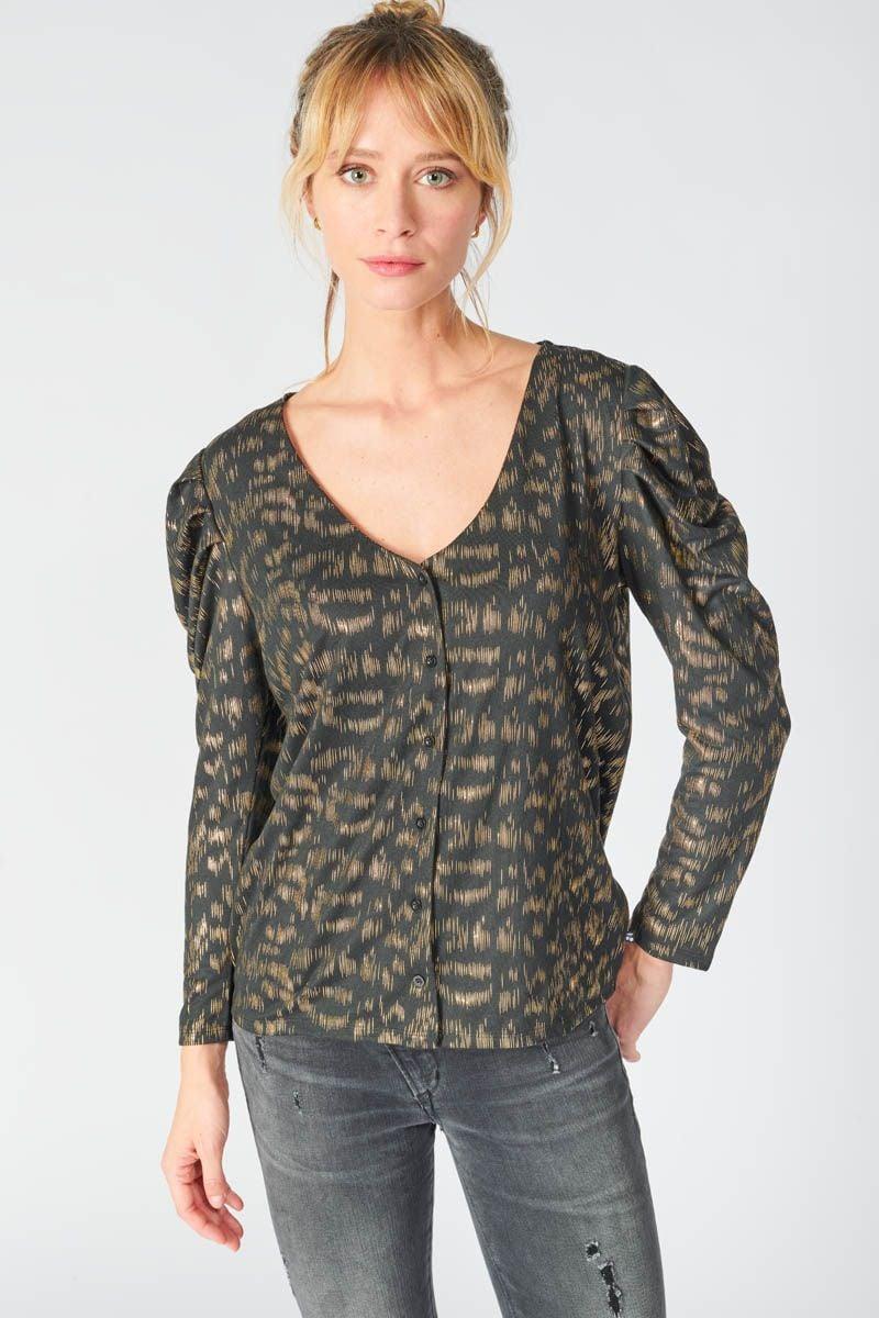 Le Temps Des Cerises Blouse Preston Noire Et Dorée