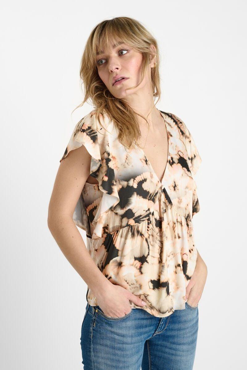 Le Temps Des Cerises Blouse Terre à Motif Floral