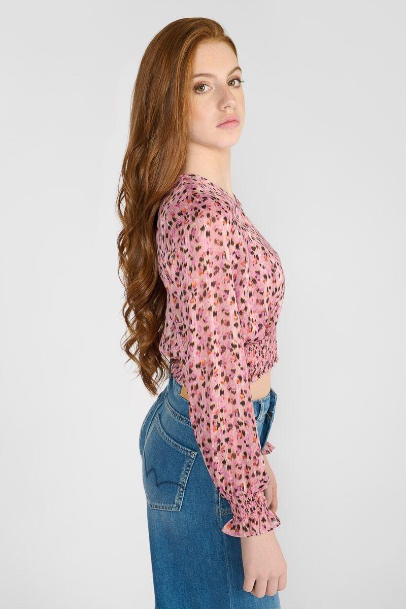 Le Temps Des Cerises Blouse Welogi Rose à Motif
