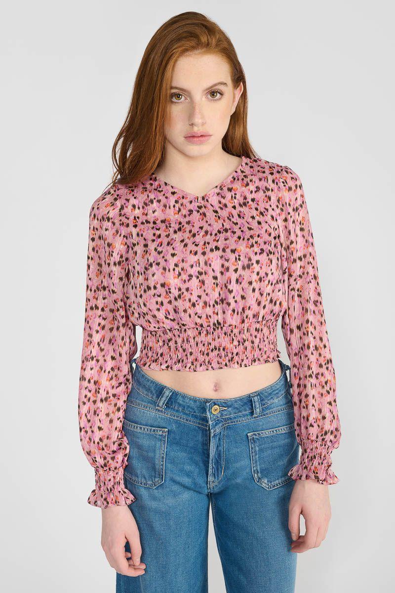 le temps des cerises Blouse Welogi rose à motif