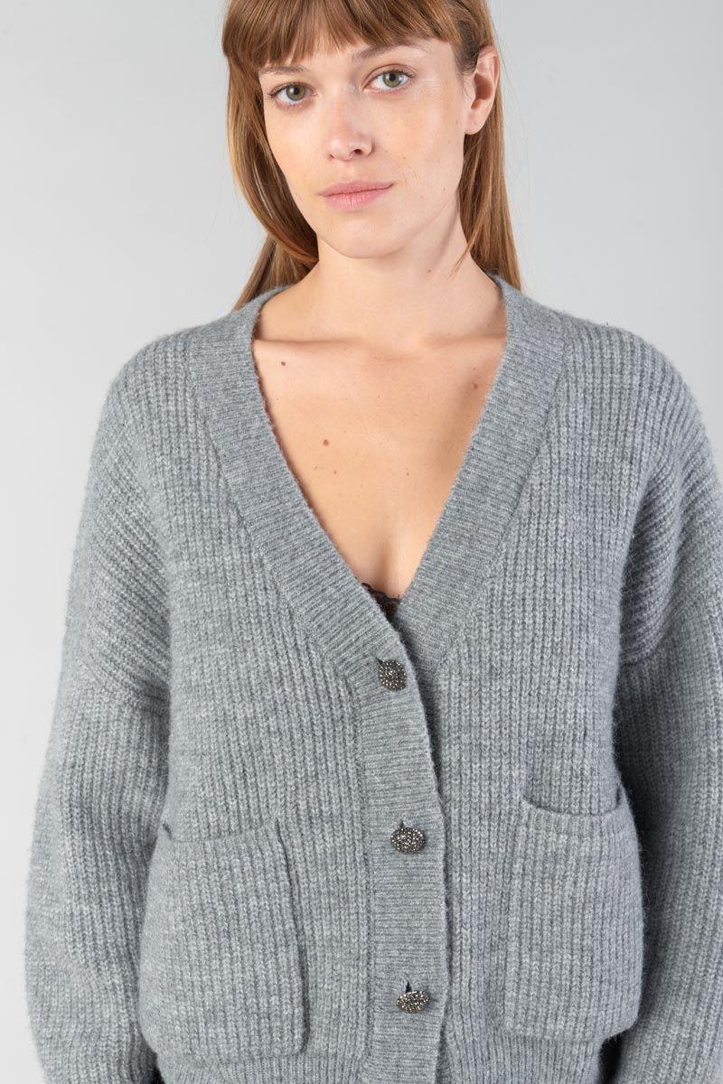 Le Temps Des Cerises Cardigan Huna Gris