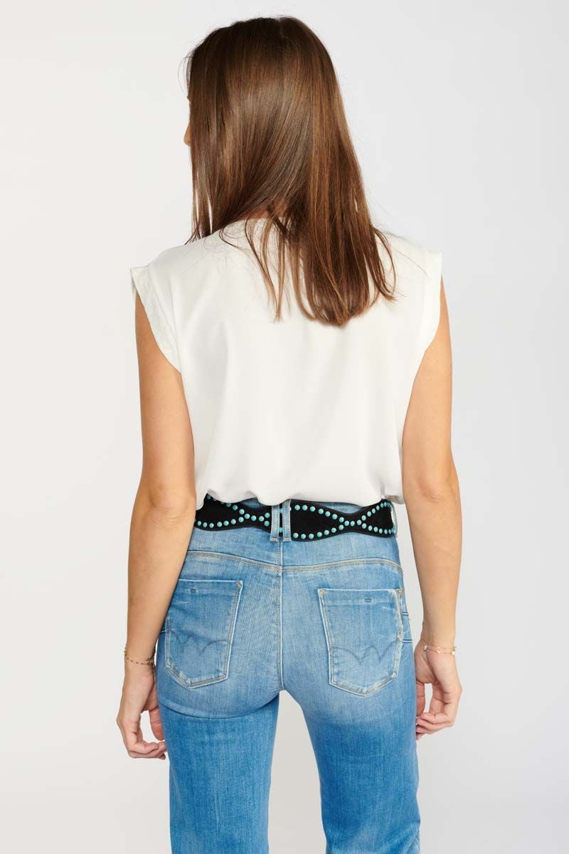 Le Temps Des Cerises Ceinture Bonita En Daim Noir