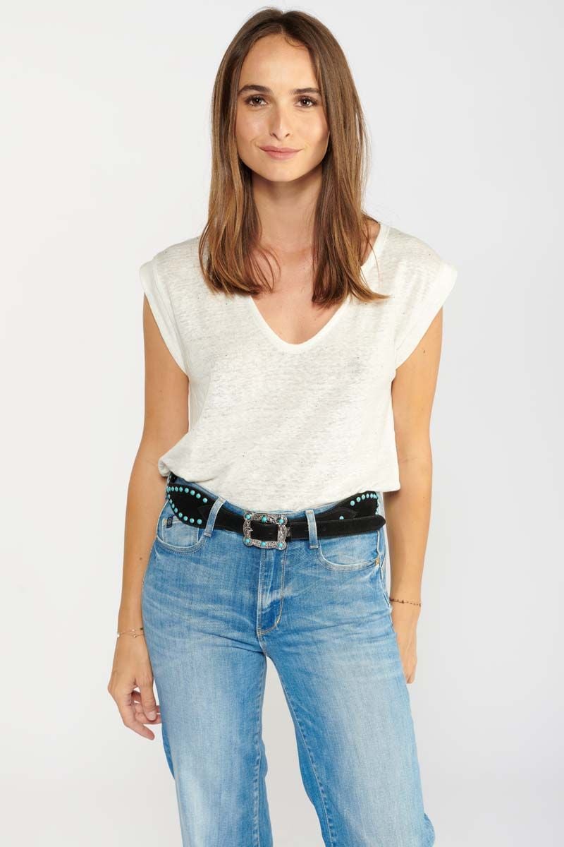 le temps des cerises Ceinture Bonita en daim noir