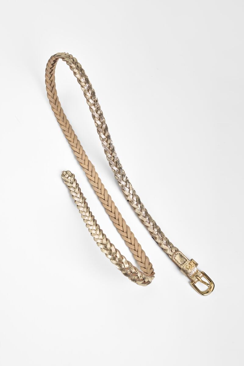 Le Temps Des Cerises Ceinture Braidy En Cuir Doré