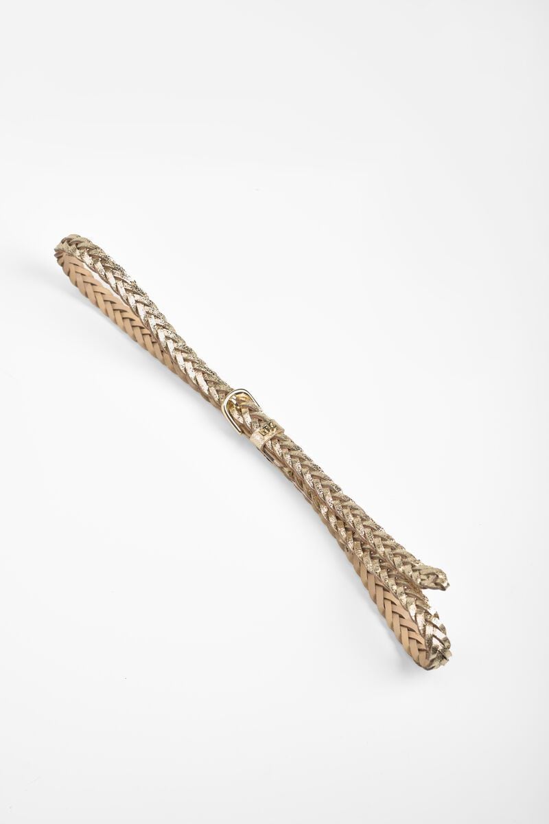 Le Temps Des Cerises Ceinture Braidy En Cuir Doré