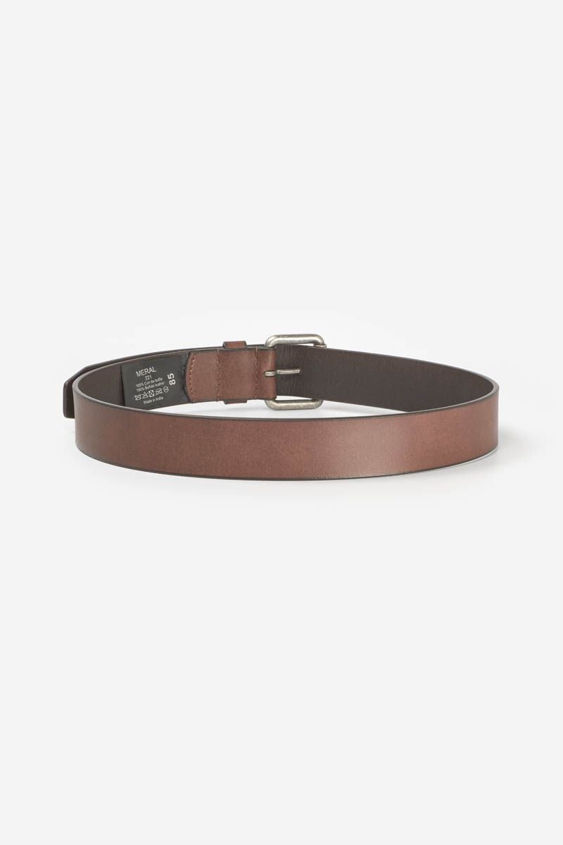 Le Temps Des Cerises Ceinture Meral En Cuir Marron