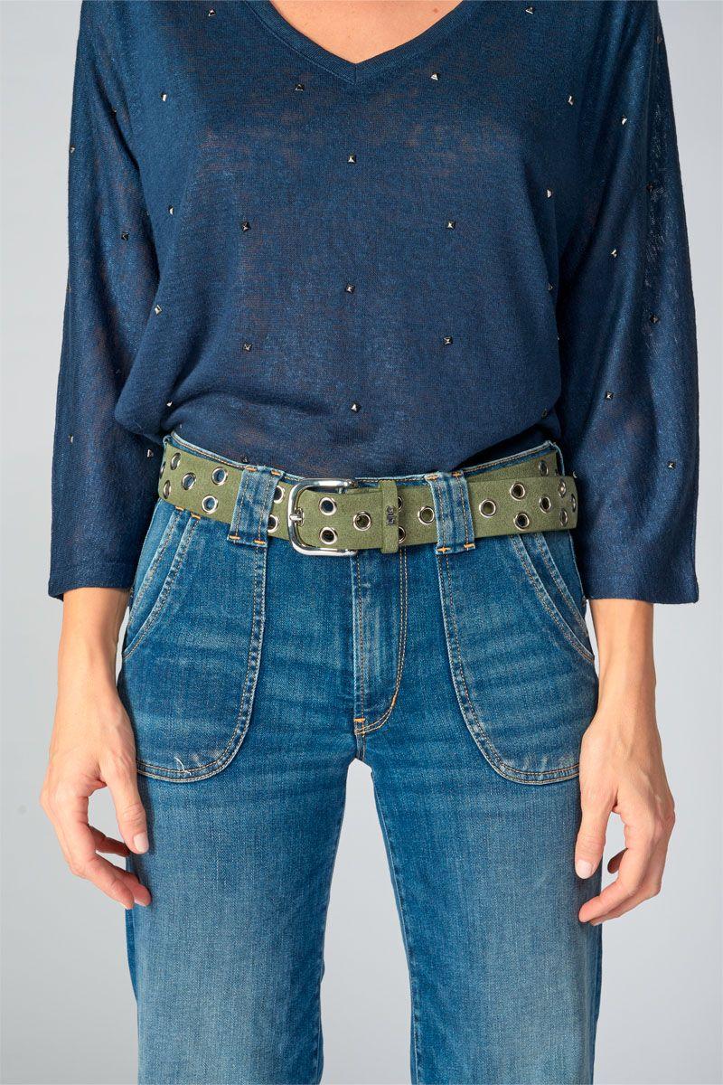 le temps des cerises Ceinture Minog en daim kaki