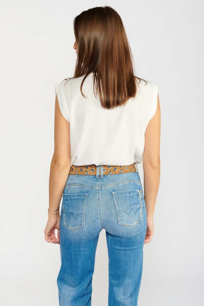 Le Temps Des Cerises Ceinture Minog En Daim Marron