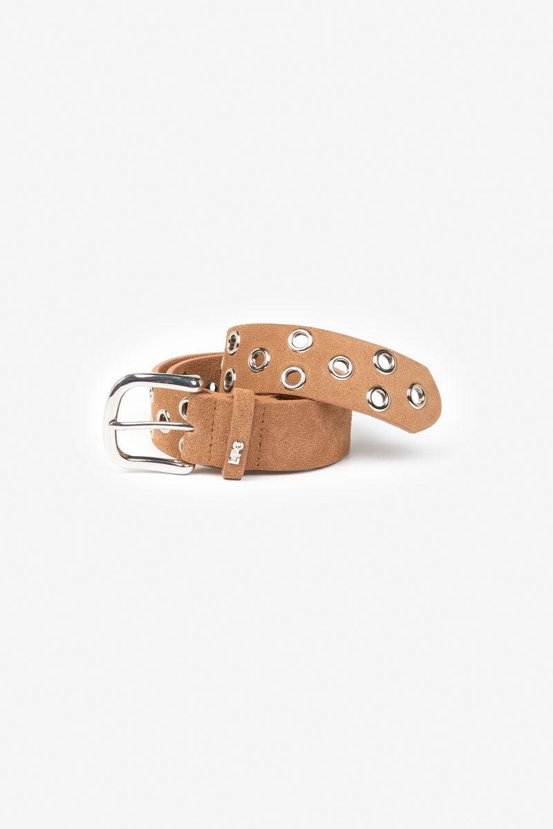 le temps des cerises Ceinture Minog en daim marron