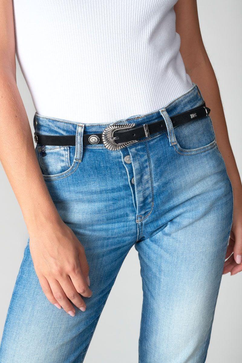 Le Temps Des Cerises Ceinture Muscari En Cuir Noir