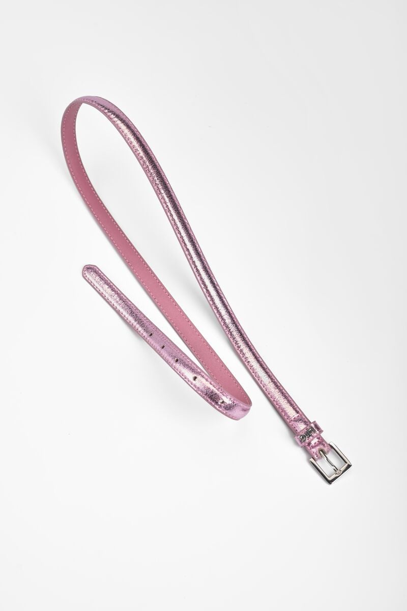 Le Temps Des Cerises Ceinture Stylo En Cuir Rose
