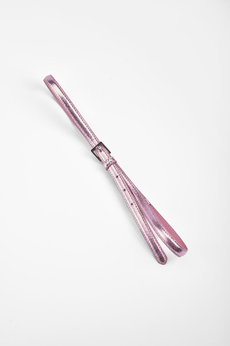 Le Temps Des Cerises Ceinture Stylo En Cuir Rose