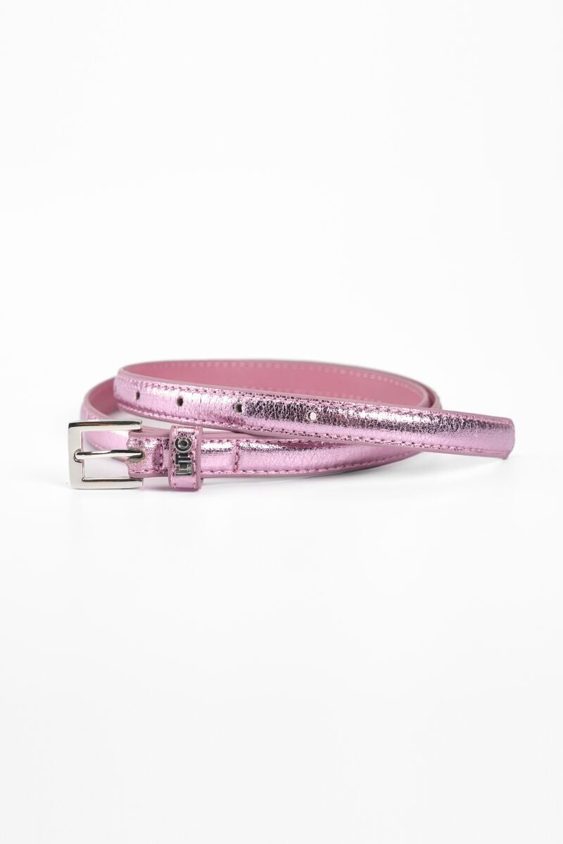le temps des cerises Ceinture Stylo en cuir rose