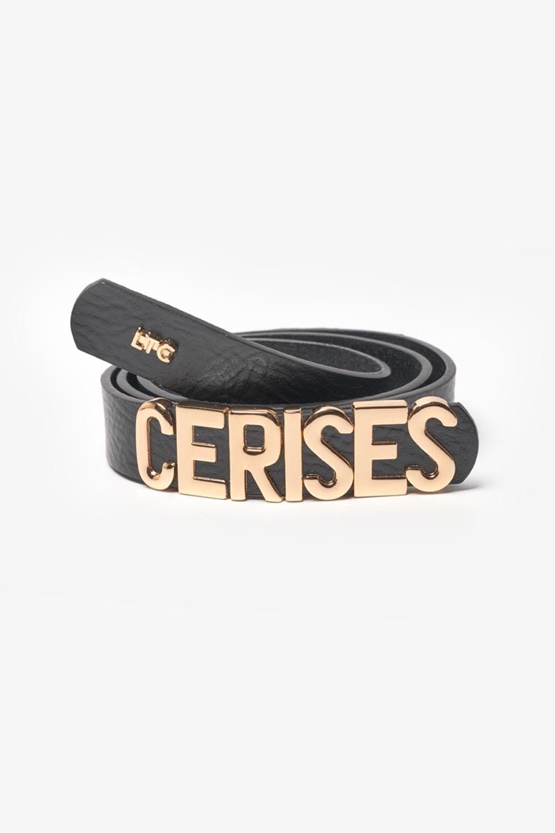 le temps des cerises Ceinture Tally en cuir noir