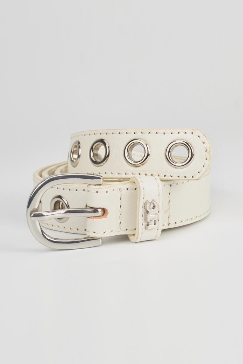 le temps des cerises Ceinture Taouna en cuir blanc