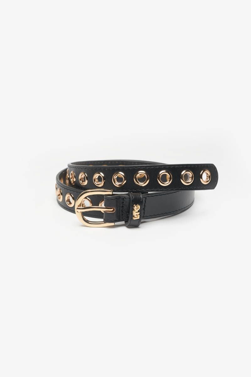 le temps des cerises Ceinture Taouna en cuir noir