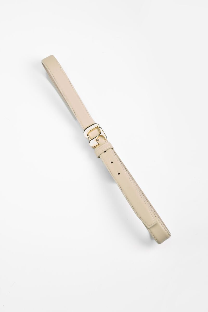 Le Temps Des Cerises Ceinture Yoli En Cuir Crème