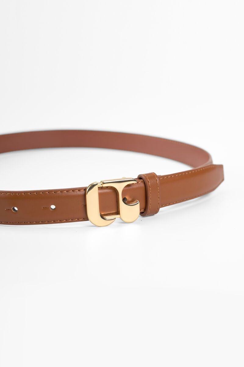 Le Temps Des Cerises Ceinture Yoli En Cuir Marron