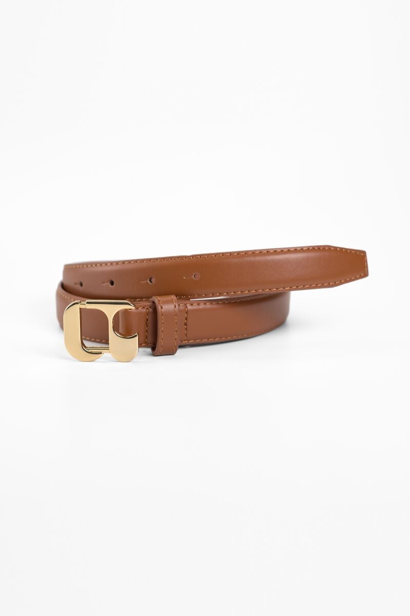 le temps des cerises Ceinture Yoli en cuir marron