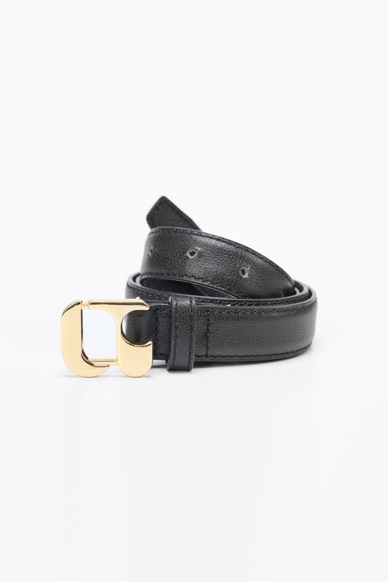 Le Temps Des Cerises Ceinture Yoli En Cuir Noir
