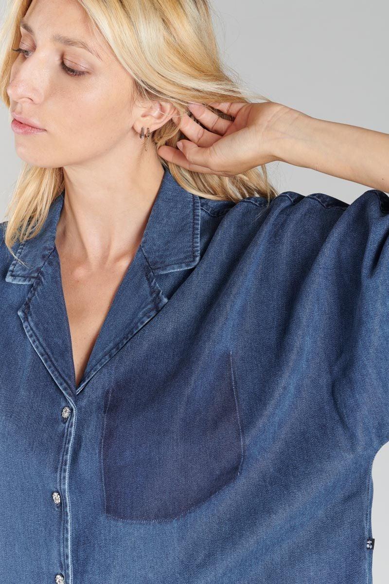 Le Temps Des Cerises Chemise Alama En Tencel Bleu