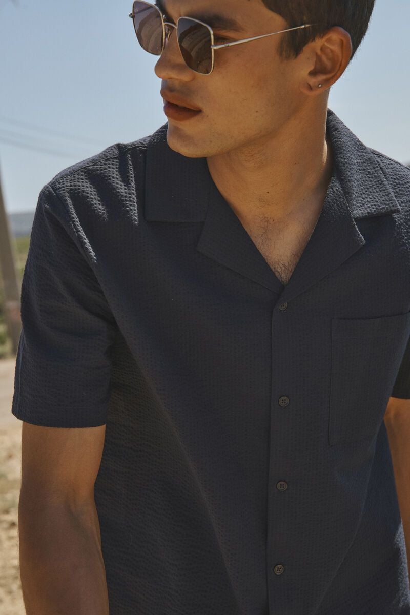 le temps des cerises Chemise Casia bleu marine