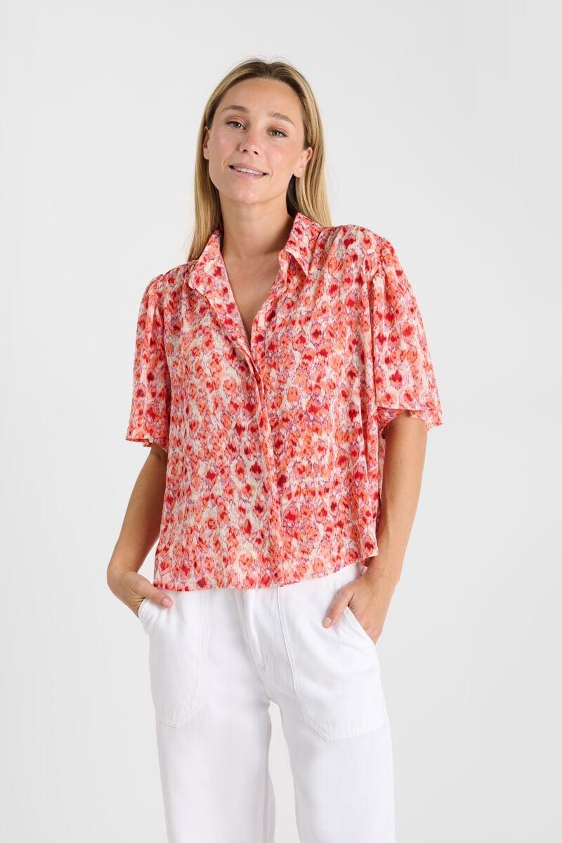 le temps des cerises Chemise Elena rouge à motif