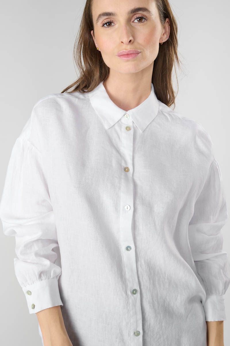 Le Temps Des Cerises Chemise En Lin Ninet Blanche