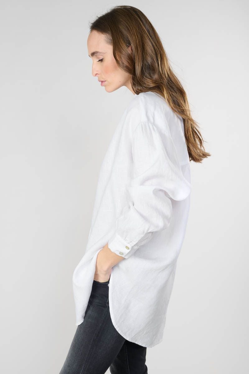 Le Temps Des Cerises Chemise En Lin Ninet Blanche
