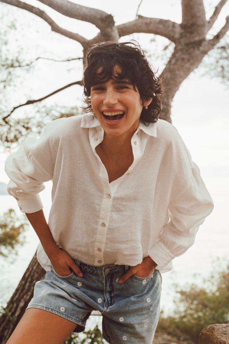 le temps des cerises Chemise en lin Ninet blanche