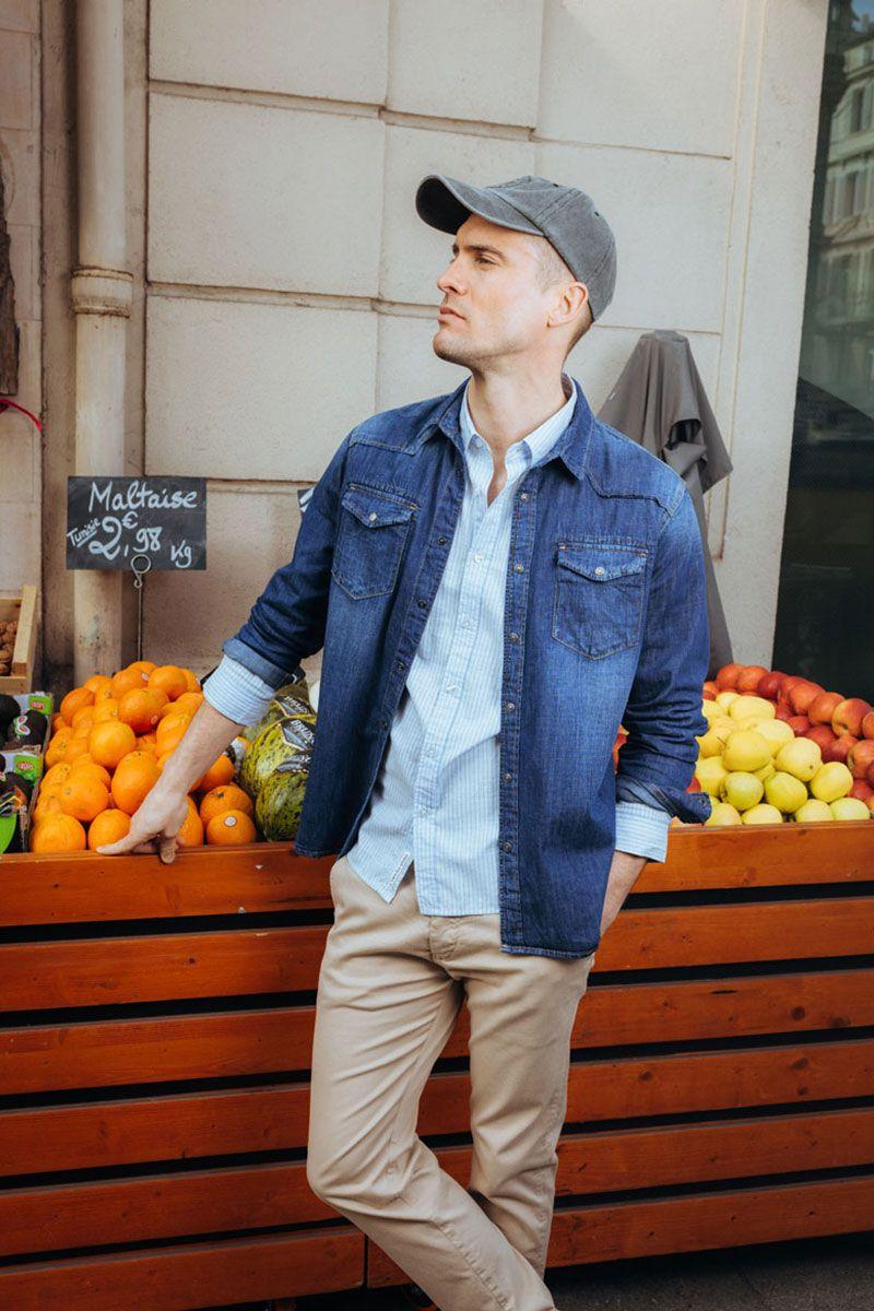 le temps des cerises Chemise Juanito en jeans bleu