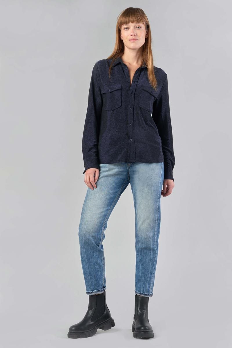 Le Temps Des Cerises Chemise Kelya Bleu Nuit Irisé