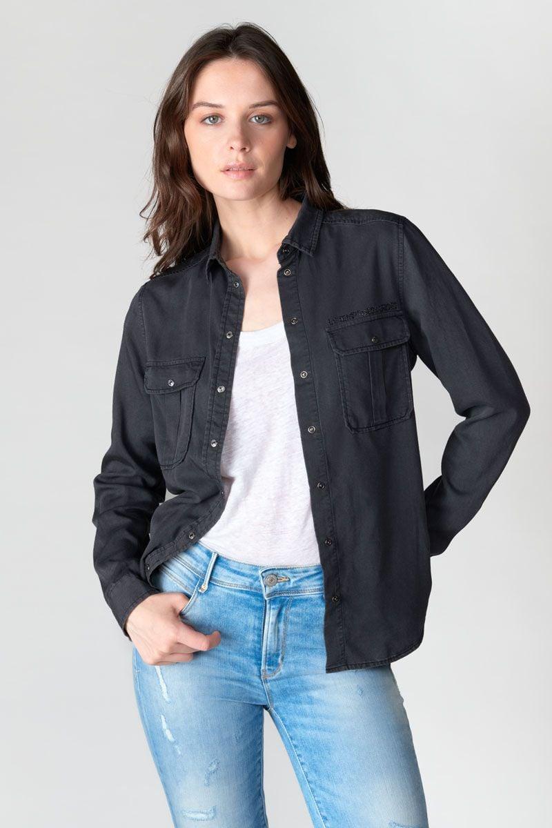 le temps des cerises Chemise Laelia en tencel noir