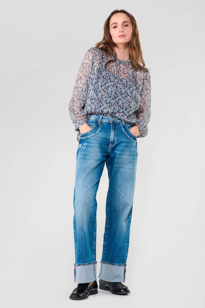 le temps des cerises Chemise Maclear bleue à motif