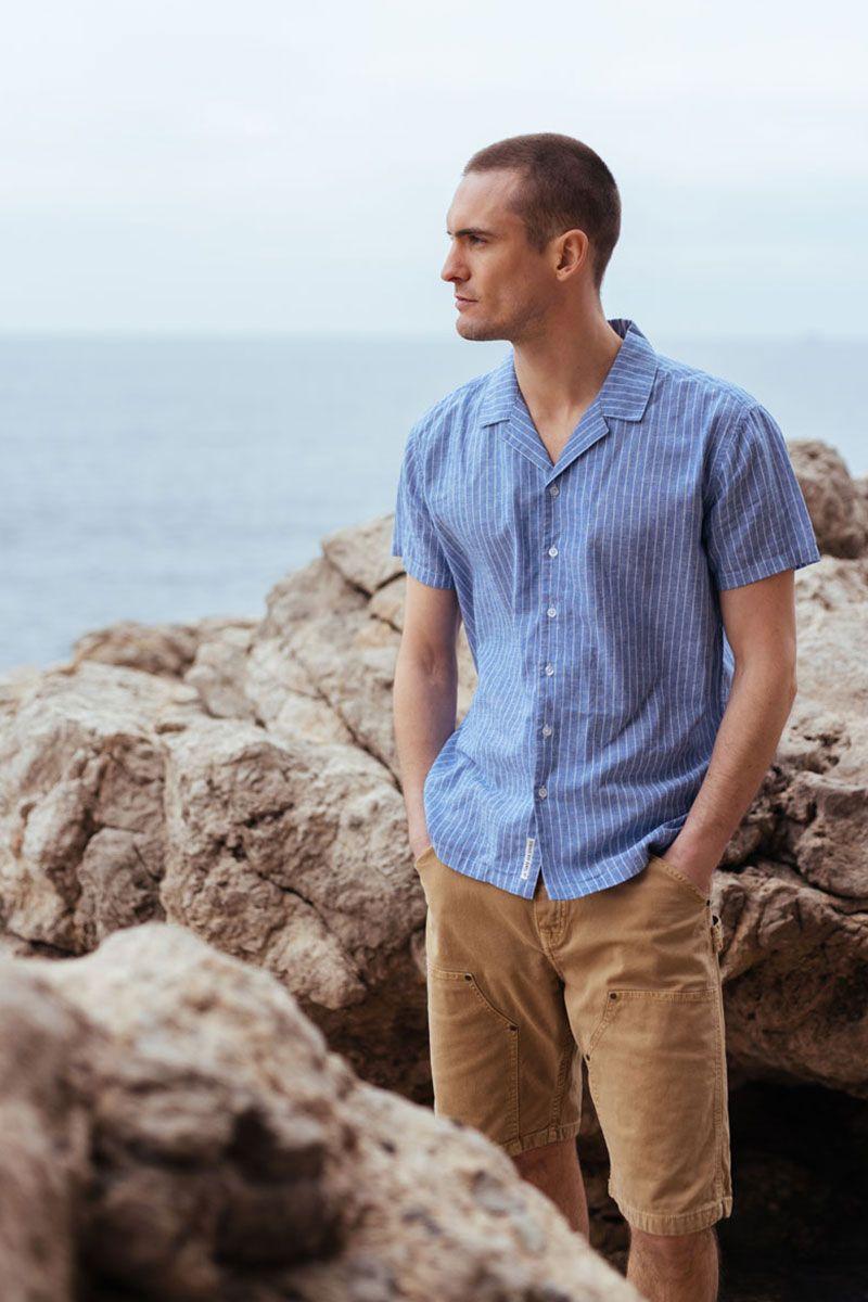 le temps des cerises Chemise Minar bleue à rayures