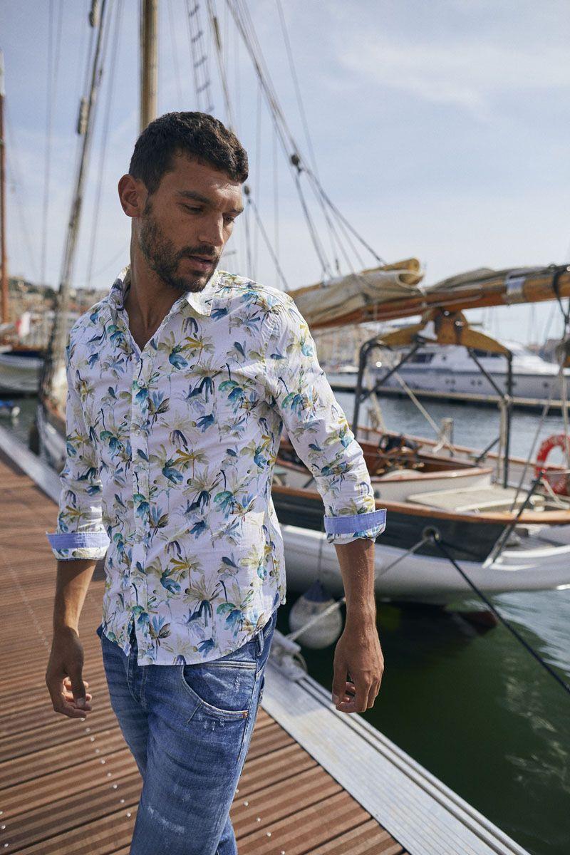 le temps des cerises Chemise Orel à motif palmier