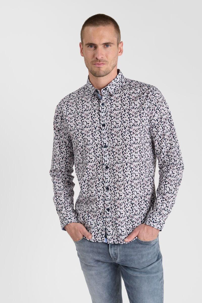 Le Temps Des Cerises Chemise Vetel Bleu à Motif