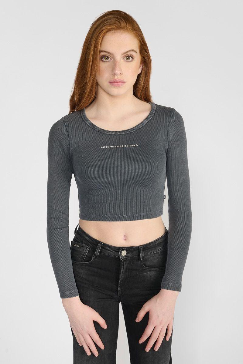 le temps des cerises Crop top Albegi gris