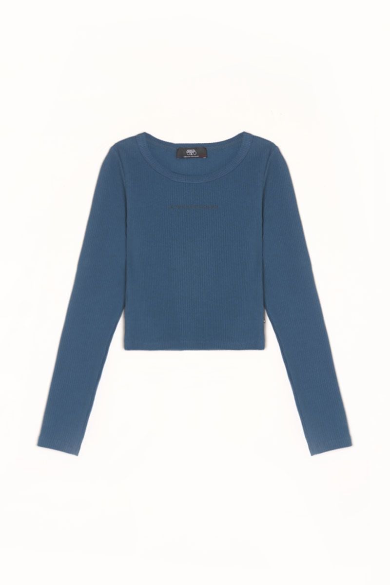 le temps des cerises Crop top Virginia bleu canard