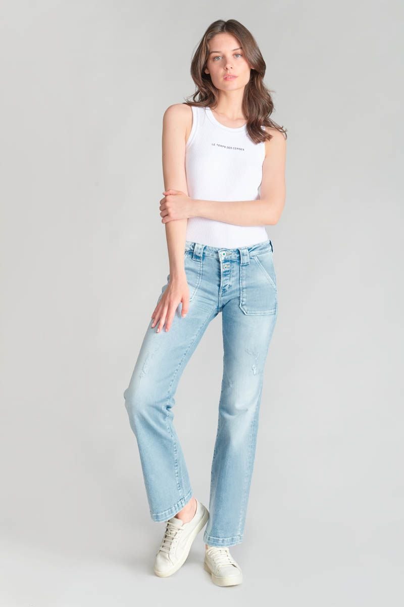 le temps des cerises Jeans flare destroy bleu N°5