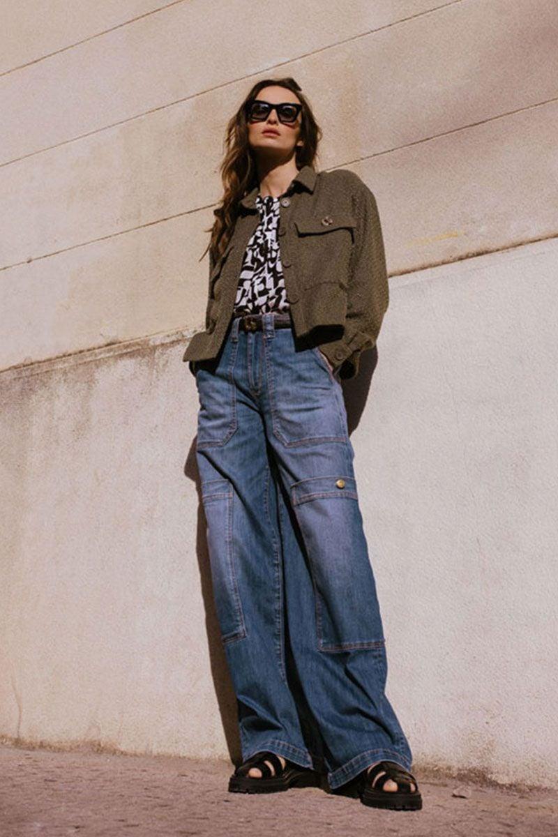 le temps des cerises Jeans loose Holly bleu N°3